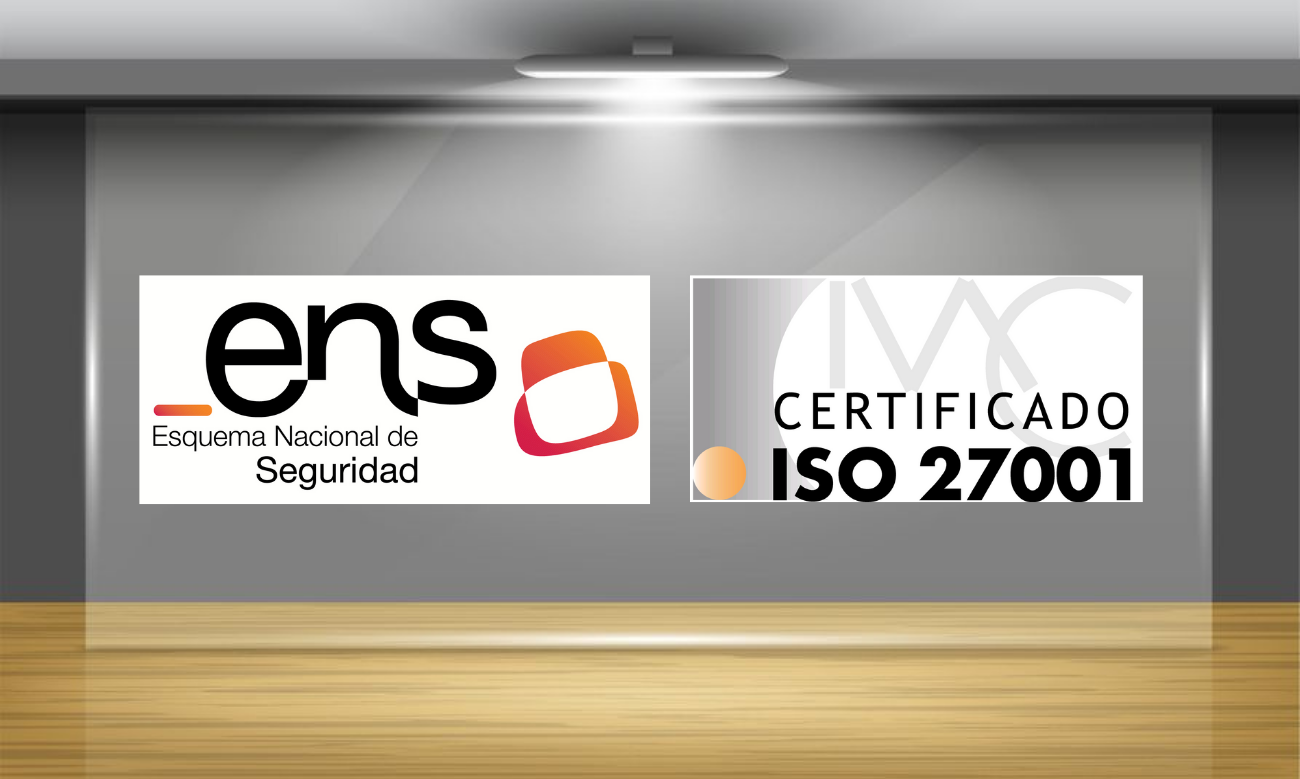 showcase displaying ens and iso 27001 certification logos
