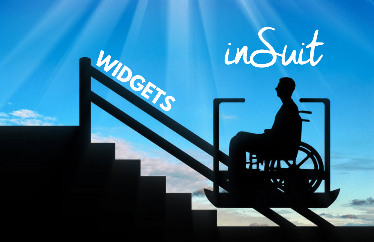 wheelchair user climbing a staircase using a special lift with the insuit logo