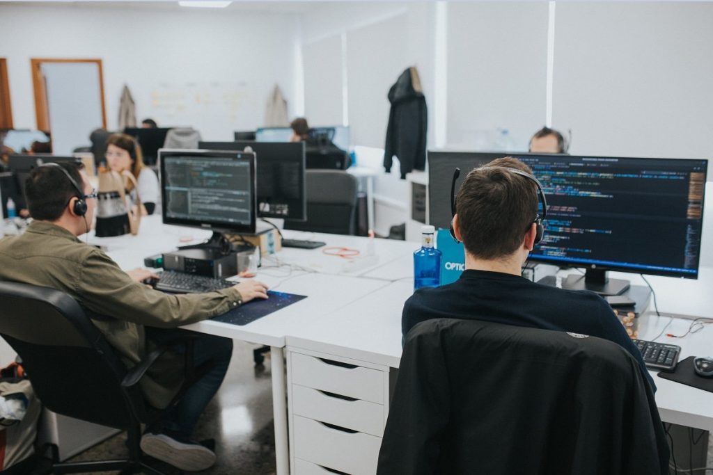 inSuit's team of developers at work in an office