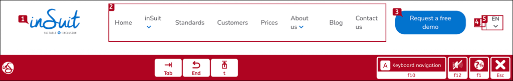 screenshot of the inSuit website with the navigation interface activated, showing the ANI-generated Waypoint IDs